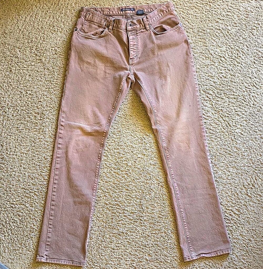 John Varvatos Men’s Straight Fit Brown Denim Stretch Jeans 33R (more like 32R)